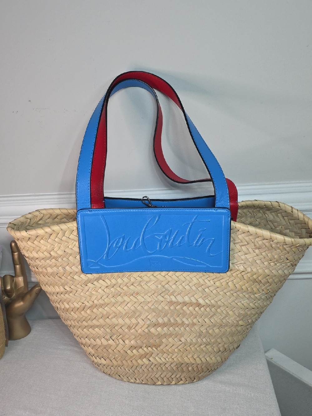 Christian Louboutin Loubishore woven straw tote bag